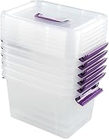 Vista 1 de Caja de almacenamiento de plástico de 6 cuartos de galón con tapas y asas, 6 paquetes