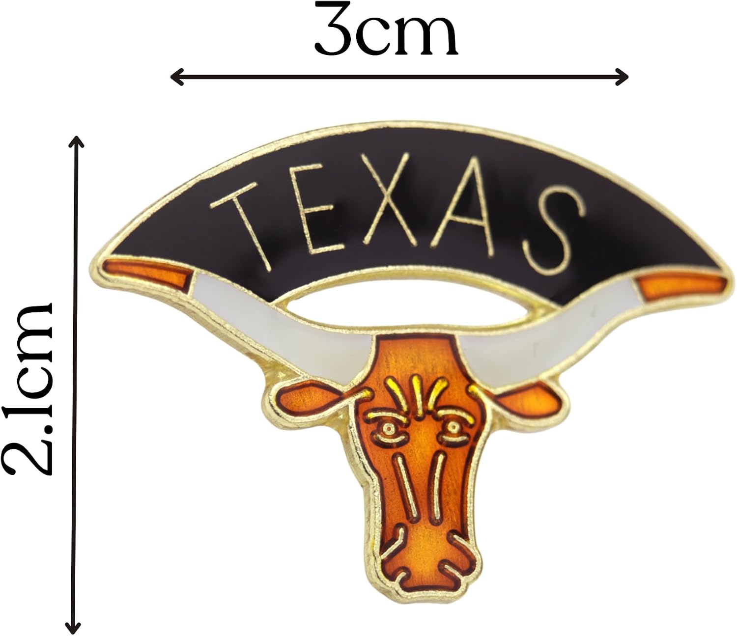 Texas Longhorn Metal Enamel Pin, Western Steer Hat Accessory, 3cm image 3