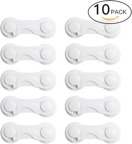 Miniatura 8 de Cerraduras de seguridad infantil para gabinetes (paquete de 10)  Pestillos a prueba de bebés para cajones, asiento de inodoro, nevera, horno, con 10