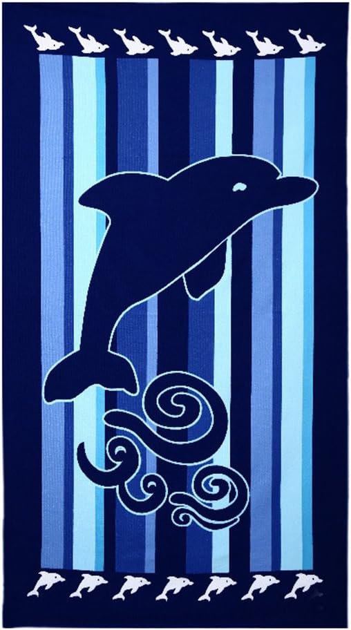 INIZI Beach Towel_39.4 * 70.9" Extra Large Microfiber Towel for Bath Swim Beach Chair Cover Dolphins Printed