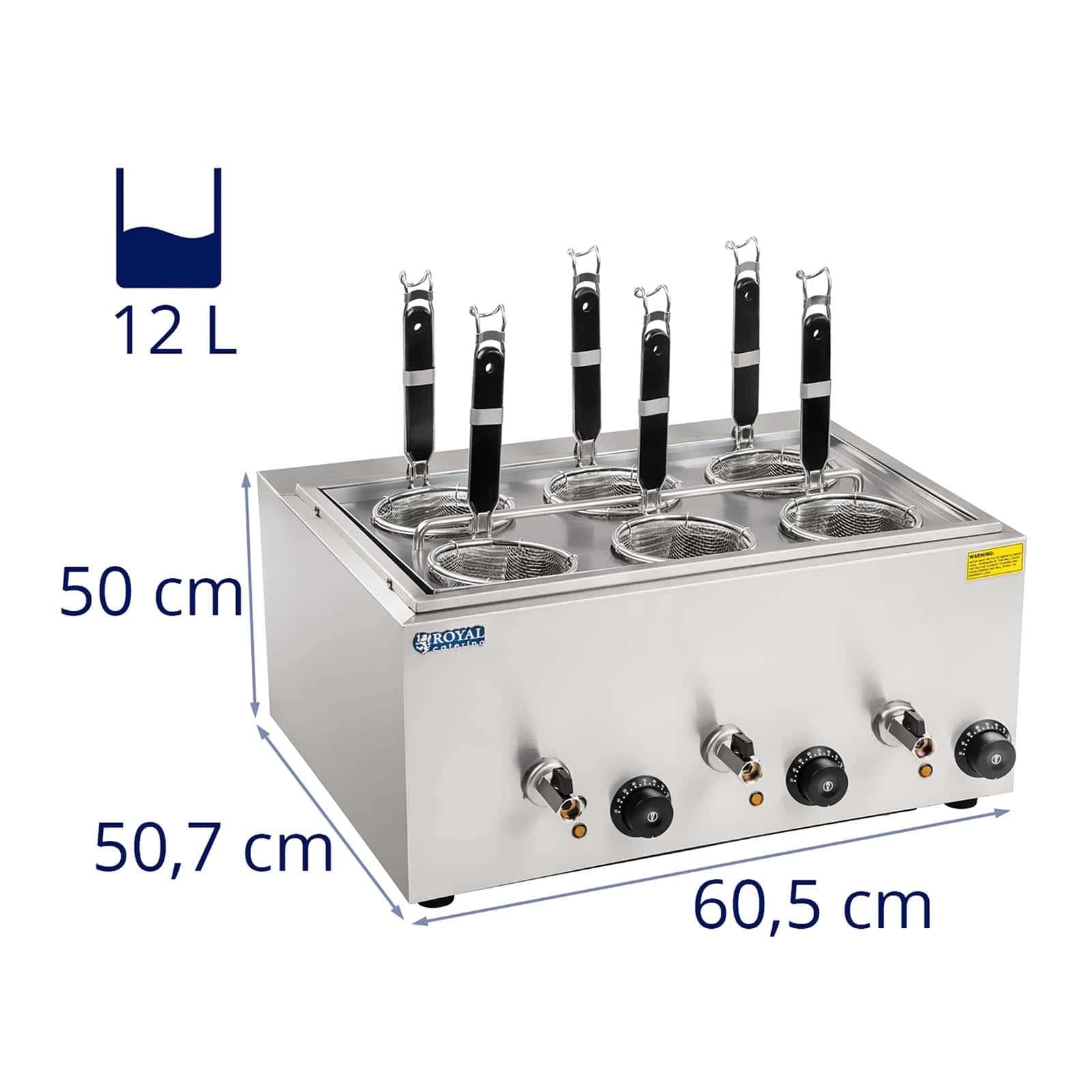Royal Catering - RCNK-6 - Cuocipasta a 6 Cestelli - Capacità 4 L