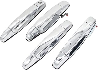 ZZCSZ 20828258 Set of 4 Exterior Chrome Door Handles Front/Rear Left/Right Compatible with Cadillac Escalade ESV EXT | Chevrolet Avalanche Silverado 1500/2500/3500 Suburban Tahoe | GMC Yukon XL