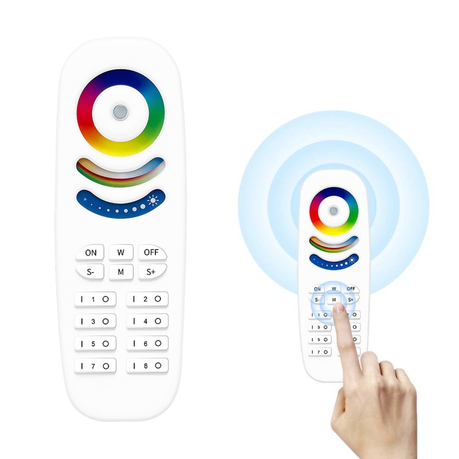 GLEDOPTO Télécommande RF 2,4 G RGBCCT - Contrôleur LED - Luminosité variable - Saturation réglable - 8 zones - 9 modes d'éclairage - Portée de 30 m
