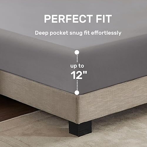 Miniatura 10 de ARTALL Juego de sábanas de microfibra suave de 4 piezas con bolsillo profundo, tamaño King, naranja