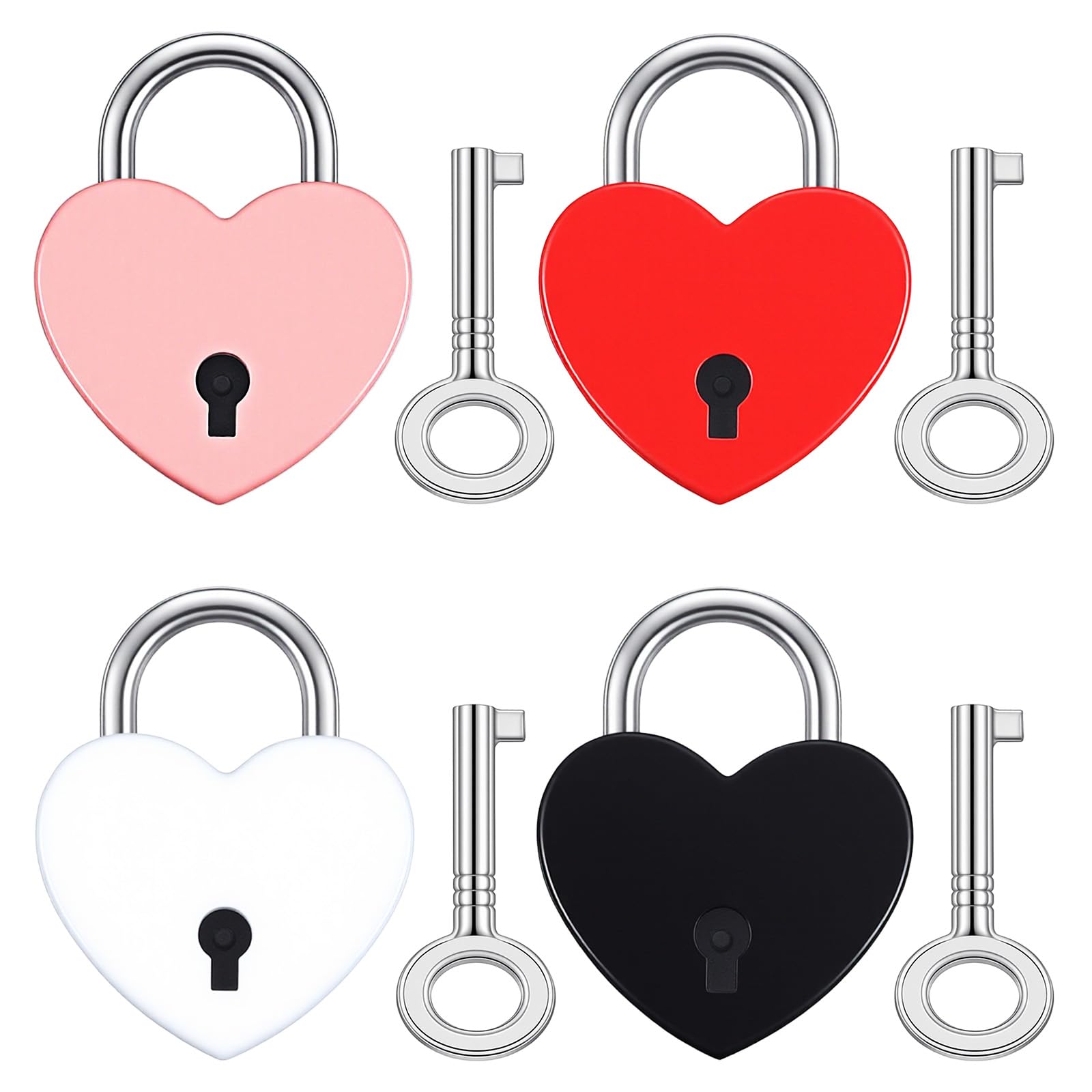 4 Pcs Multicolor Heart Lock, Cute Diary Lock and Key, Small Locks with Keys for Suitcase, Diary Book, Storage Box