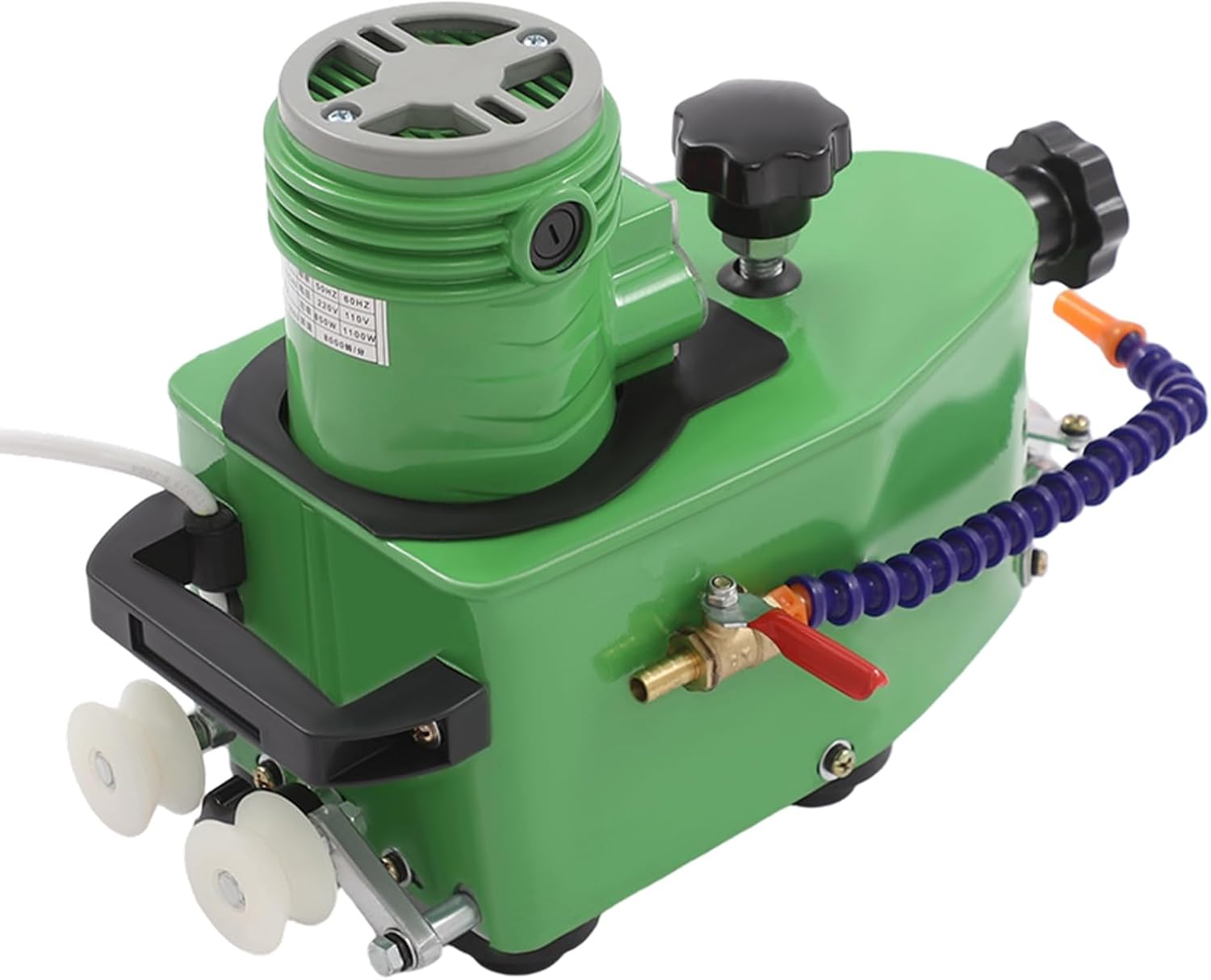 1100W Electric Glass Edge Grinder, Portable Glass Beveling Machine 110V, 8000r/Min Single-Phase Serie Motor Axial Flow Duct Ventilation Mechanism HighSpeed Belt Drive For 3-20mm Stone Grinding (Green)