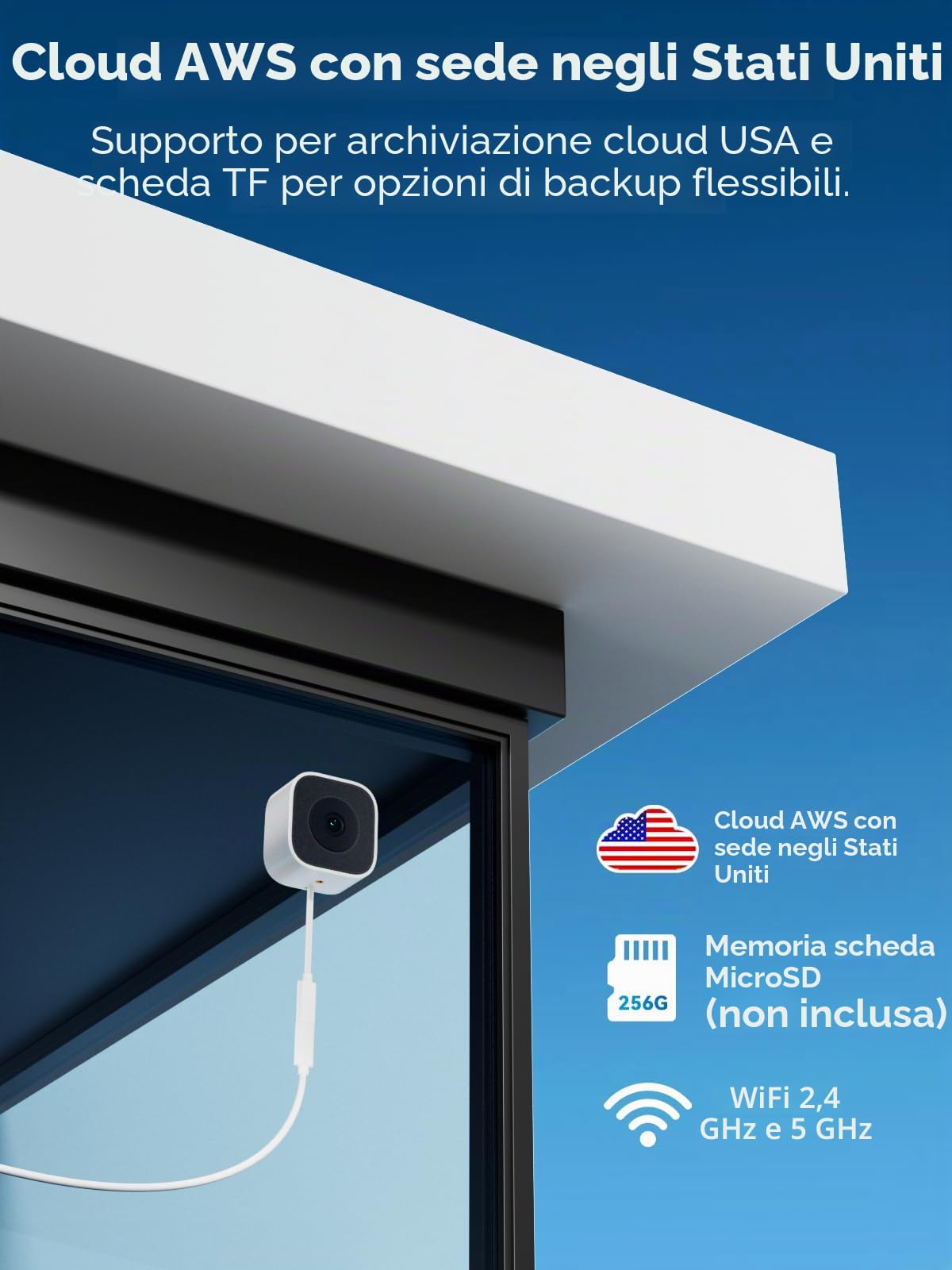 Outinput 3MP 2K Telecamera per Finestra, Telecamera di Sorveglianza 2.4G&5GHz con Supporto a Angolo di Visuale Regolabile, Visione Notturna a Colori con AI, Rilevamento e Movimento, Anti-Riflesso