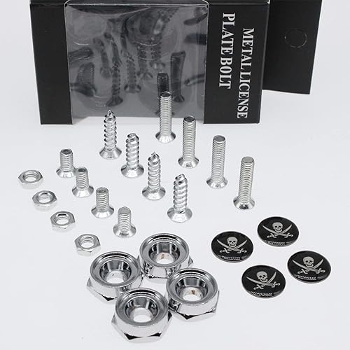 Miniatura 6 de Kit de fijación de tornillos para matrícula, 4 tornillos personalizados con cubiertas para sujetar placas o marcos de automóviles y motocicletas, el