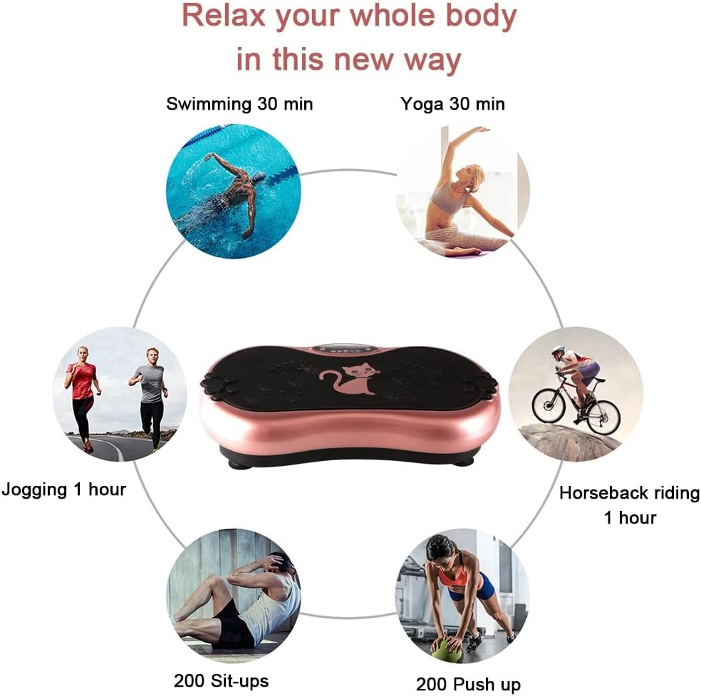 Vibration Plate Exercise Machine - Whole Body Workout Vibration Fitness Platform w/Loop Bands - for Lymphatic Drainage Machine for Shaping, Wellness