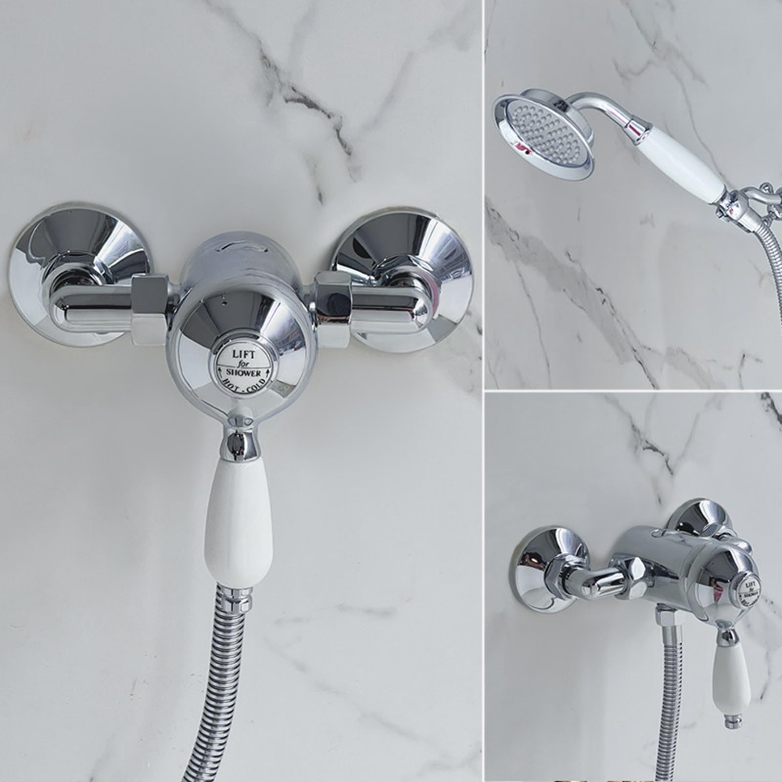 XJTNLB Griferia Bañera Vintage Grifo Ducha Pared Monomando Cromado Grifos Duchas de Baño con Alcachofa Grifo Mezclador Pared