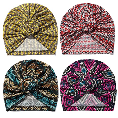 Image of KYNARI Turban Head Wraps for Women, Pretied Stretch Bonnet Hair Wrap | African Knot Turban Hats Pre Twist Headwear Soft Head Scarf Elastic and Breathable Head Covering Cancer Caps for Black Women