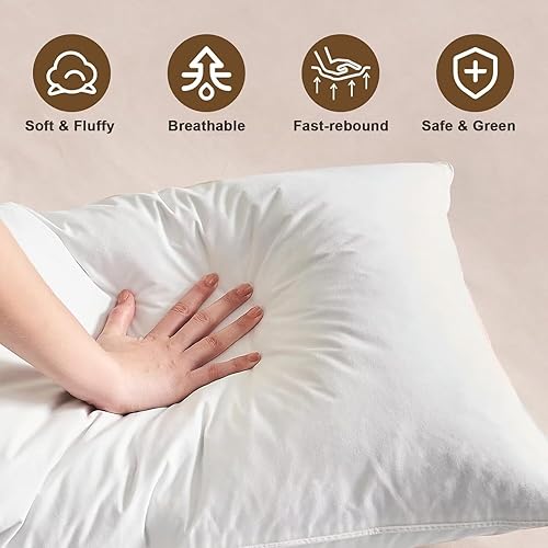 Vista 50 de BHZ Juego de 2 almohadas de plumas de ganso tamaño Queen, almohadas de cama de la colección de hotel para dormir, almohada de apoyo suave