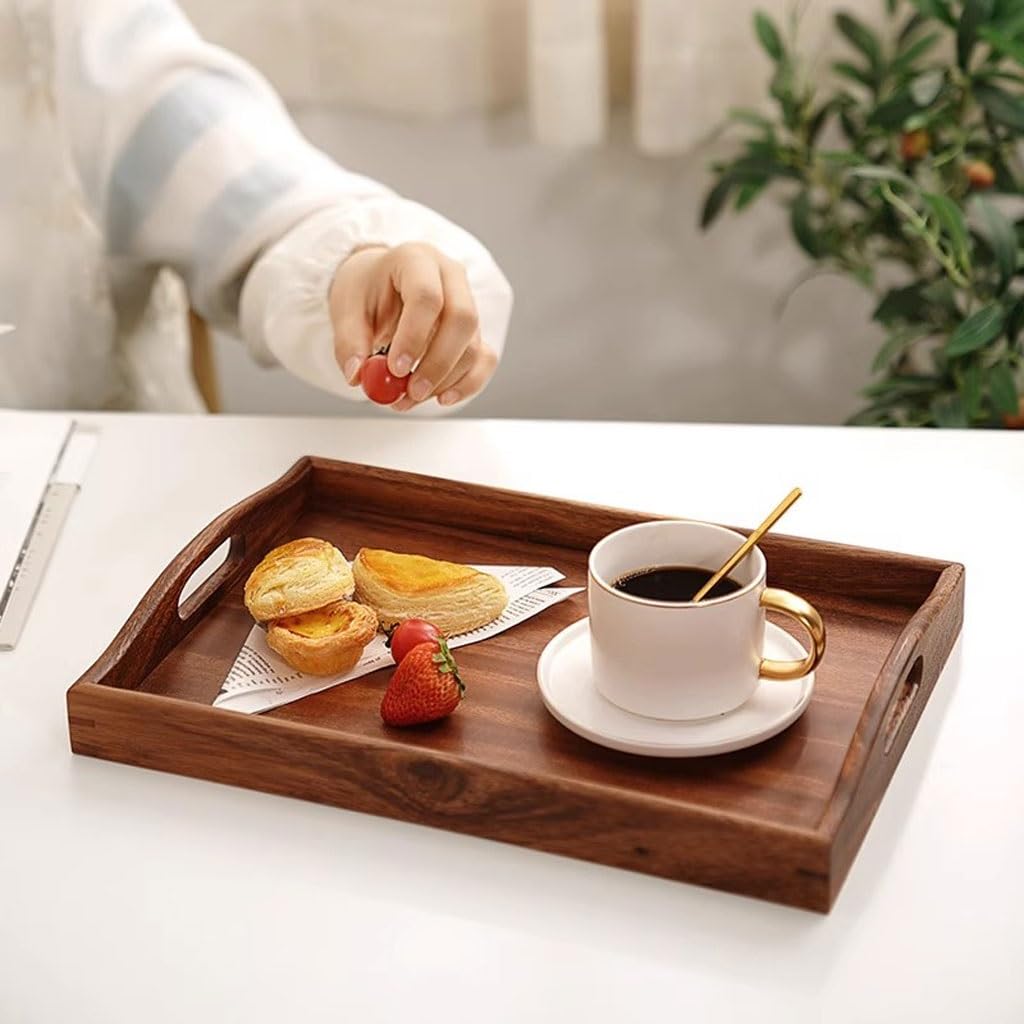 Bandejas Servir Comida Bandeja De Servicio Madera Maciza For Restaurante, Té Rectangular For El Hogar, Café For La Sala Estar Mesa Cama