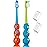 Trueocity Kids Toothbrush 2 Pack - Soft Contoured Bristles - Child Sized Brush Heads (3-10 Year Old) - Suction Cup for Fun & Easy Storage - Girl & Boy Set (2-Pack, Blue & Orange)