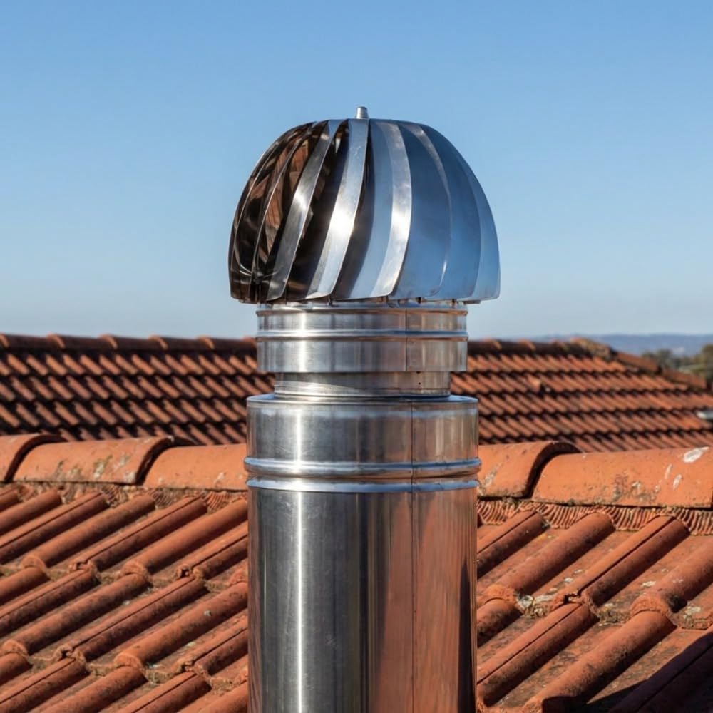 Maka Terminale Eolico Canna Fumaria Doppia Parete 50 Inox Ø 80 mm
