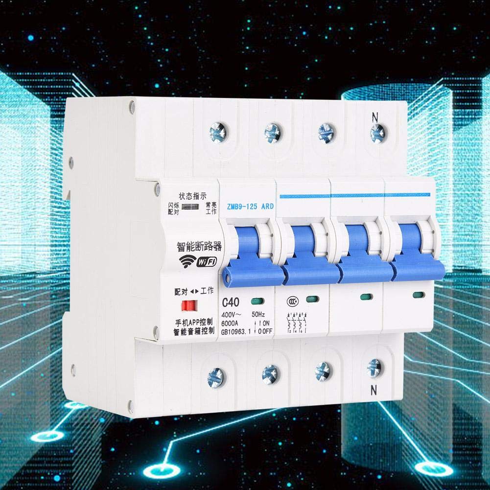 SaDity Interruptor de Control Remoto inalámbrico del disyuntor Inteligente WiFi 4P 400V