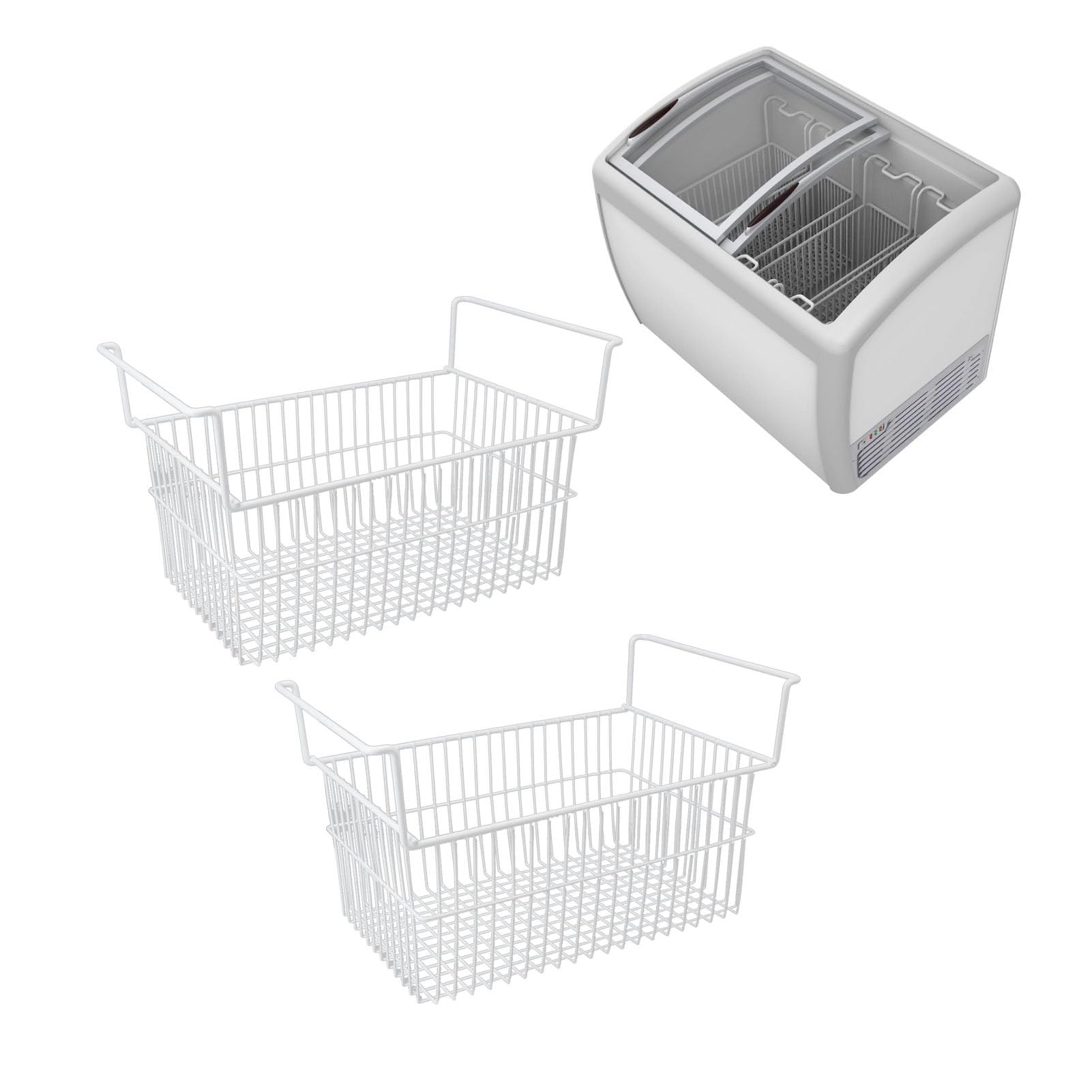 Cesta para Congelador Horizontal, Contenedor Organizador de Alambre para Refrigerador, Cestas de Almacenamiento de Alambre para Congelador (Largo 56,5 cm x ancho 25,2 cm x alto