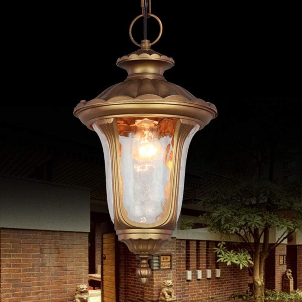 Vintage Victoria Metal Outdoor Pendant Lamp Glass Lantern IP44 Waterproof European Retro Ceiling Hanging Light Villa Garden Gazebo Hallway Height Adjustable Suspension Lantern E27 Flush Mount Li