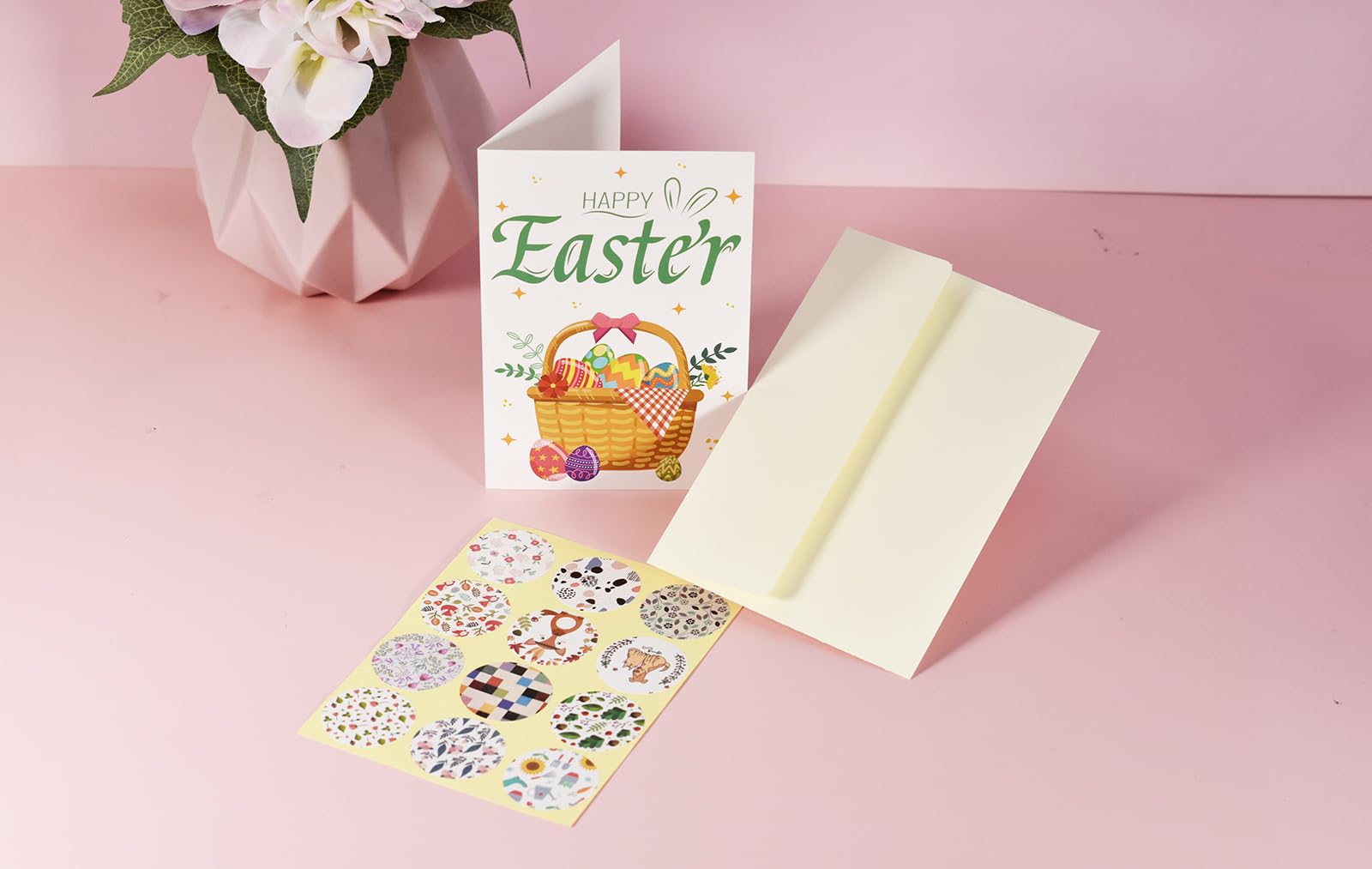 IHCEMIH Easter Cards Greeting Card Pack of 12 Happy Easter Blank Greetings Card Funny Note Card Bunny Eggs Multipack Notelets Envelopes Stickers Sets for Classroom Exchange Easter Party Supplies UK - Image 4