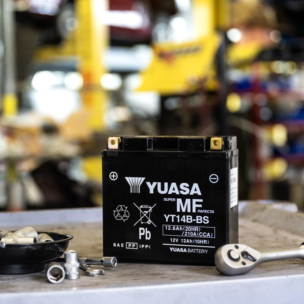 Yuasa YT14B 12V 210 CCA Powersport wartungsfreie AGM VRLA-Motorradbatterie | Wartungsfrei, Robust, Zuverlässige Leistung, Lange Lebensdauer