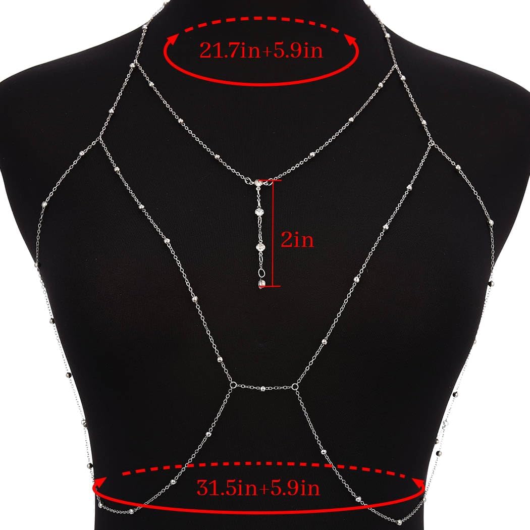 Tgirls Beads Body Chain Sexy Body Jewelry for Women Crystal Body Chains Layered Bra Bikini Body Waist Chain - Image 3