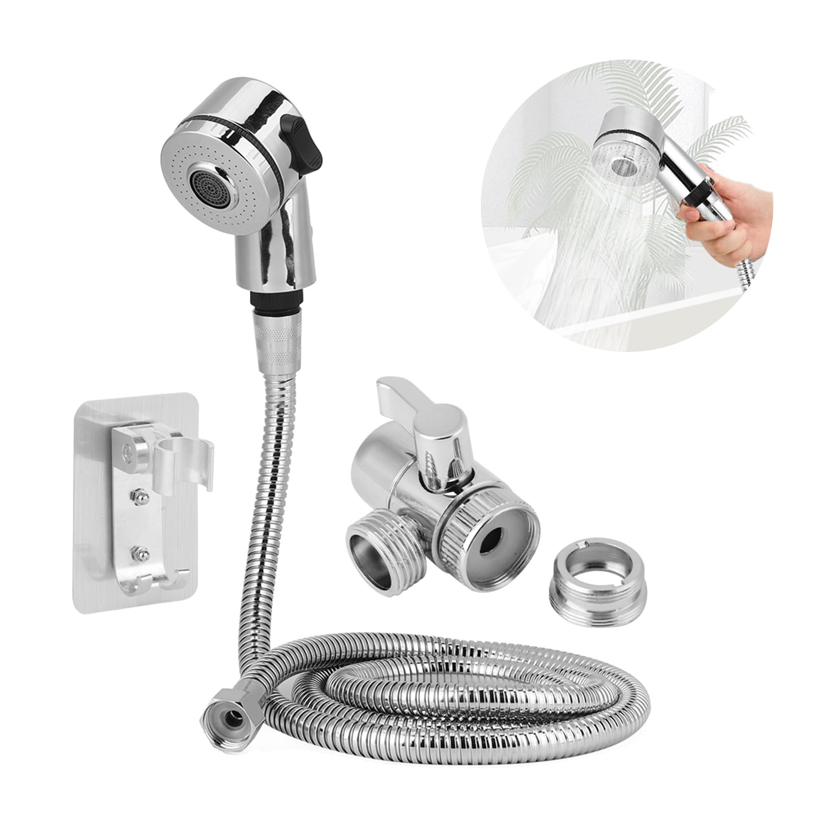Doccetta Per Lavandino Bagno Set, Doccino per Bidet Bagno con Tubo Doccino Per Lavandino Universale per Cucina Igiene Personale Lavaggio dei Capelli (6)