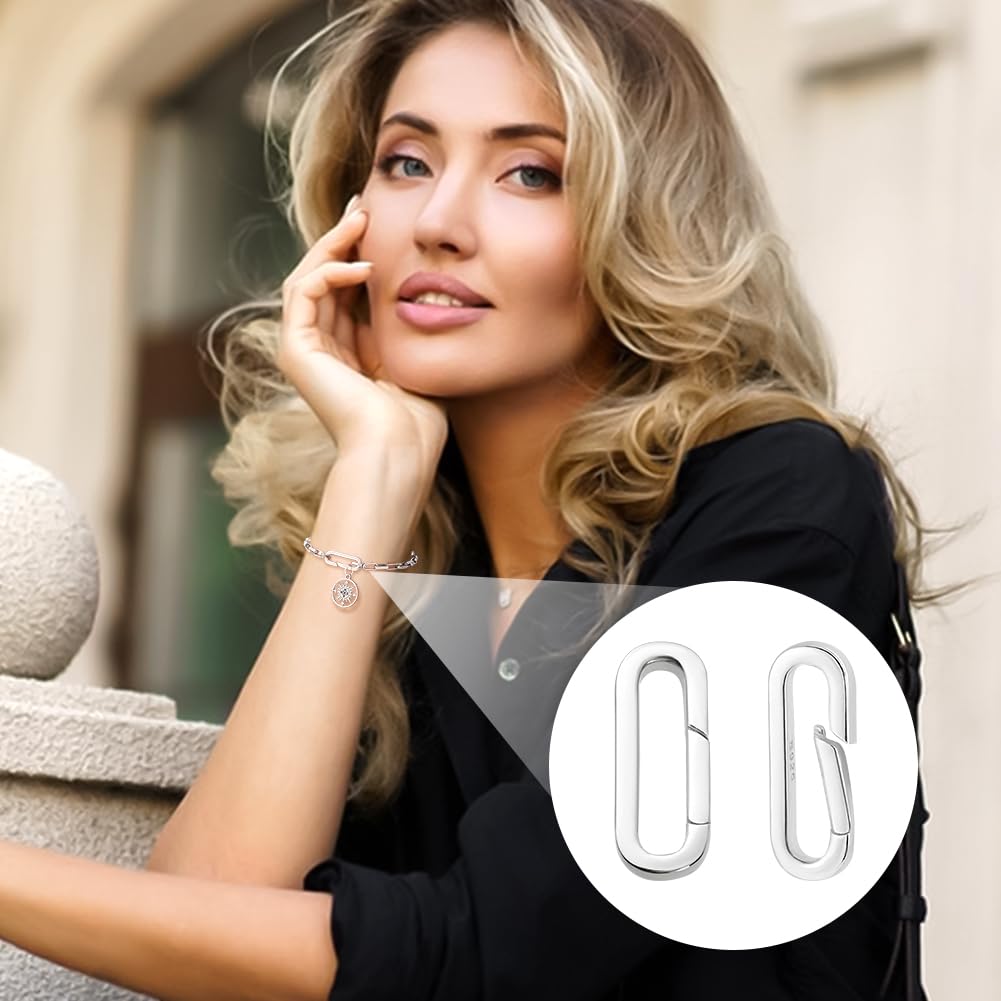 PH PandaHall 2pz Connettori a Molla Argento 925, Fermagli e Chiusure per Collane Lunghe 20x7mm Connettore con Chiusura a Cauzione per La Creazione di Gioielli
