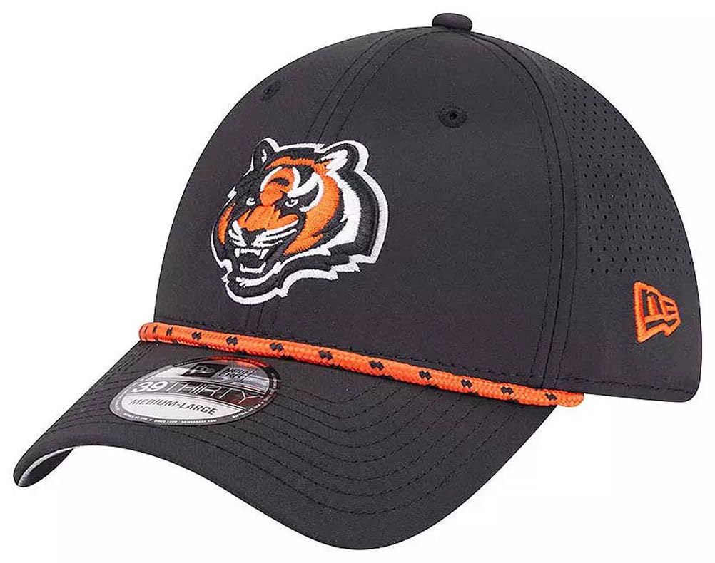 New Era Men's NFL Perforated 39THIRTY Flex Hat, Cincinnati Bengals, Black1, S-M