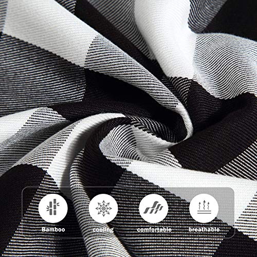 DANGTOP Buffalo Plaid Cooling Blankets, Lightweight Black White Checker Plaid Decorative Blanket for Hot Sleepers, King Size Ultra-Cool Cold Light Thin Bamboo Blanket for Summer Night Sweats