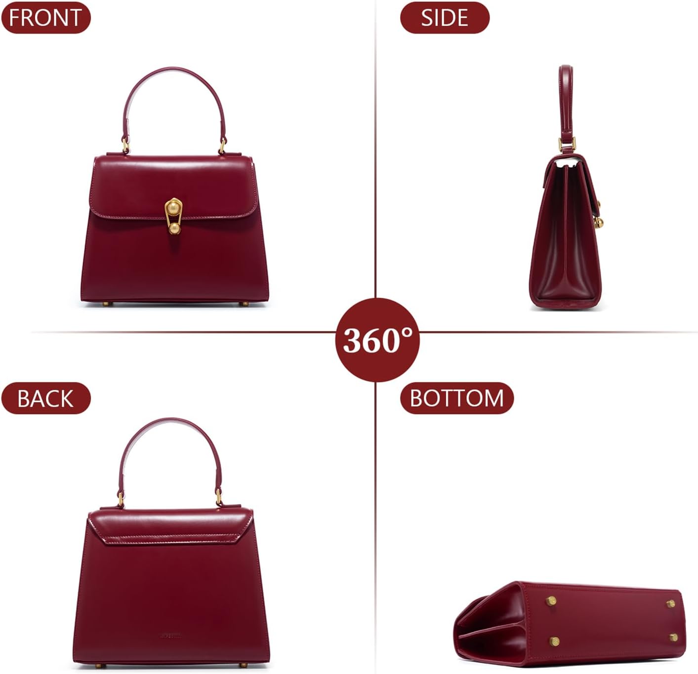 LA FESTIN Small Purse Genuine Leather Top Handle Bags For Women: Vintage Medium Perfect for Work Parties