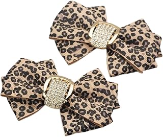 Leopard Ribbon Bow Butterfly Rhinestone Crystal High Heel Shoe Clips Removable Shoe Buckle Pairs