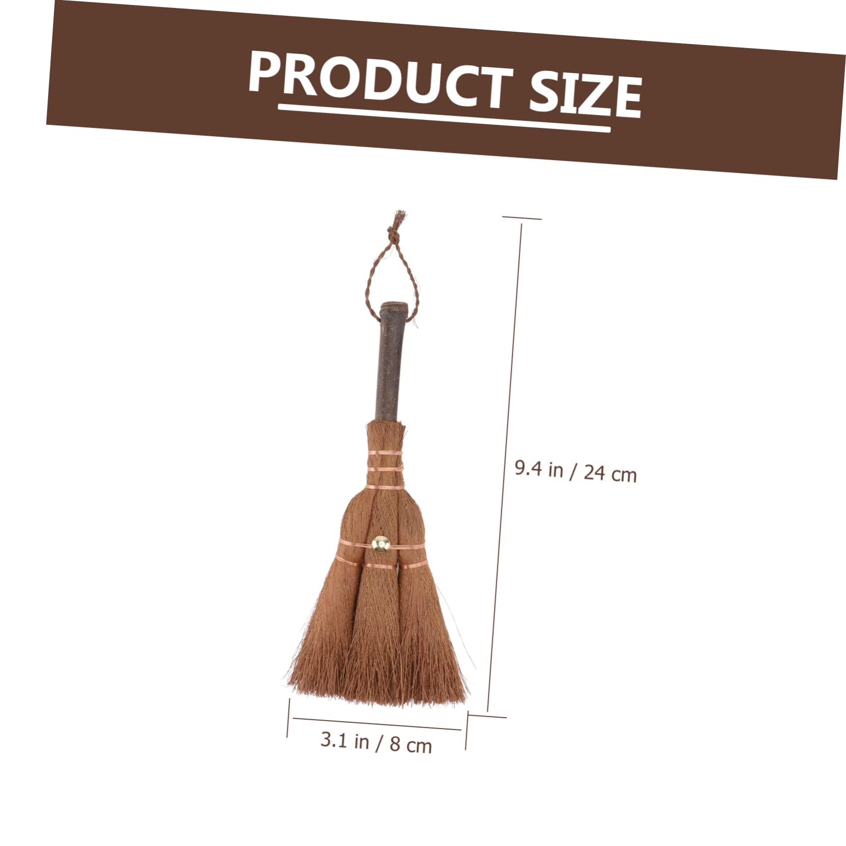 Holibanna Practical Brown Brush Mini Palm Broom Duster Cleaning Asian Broom Bristles Lightweight Household Cleaning