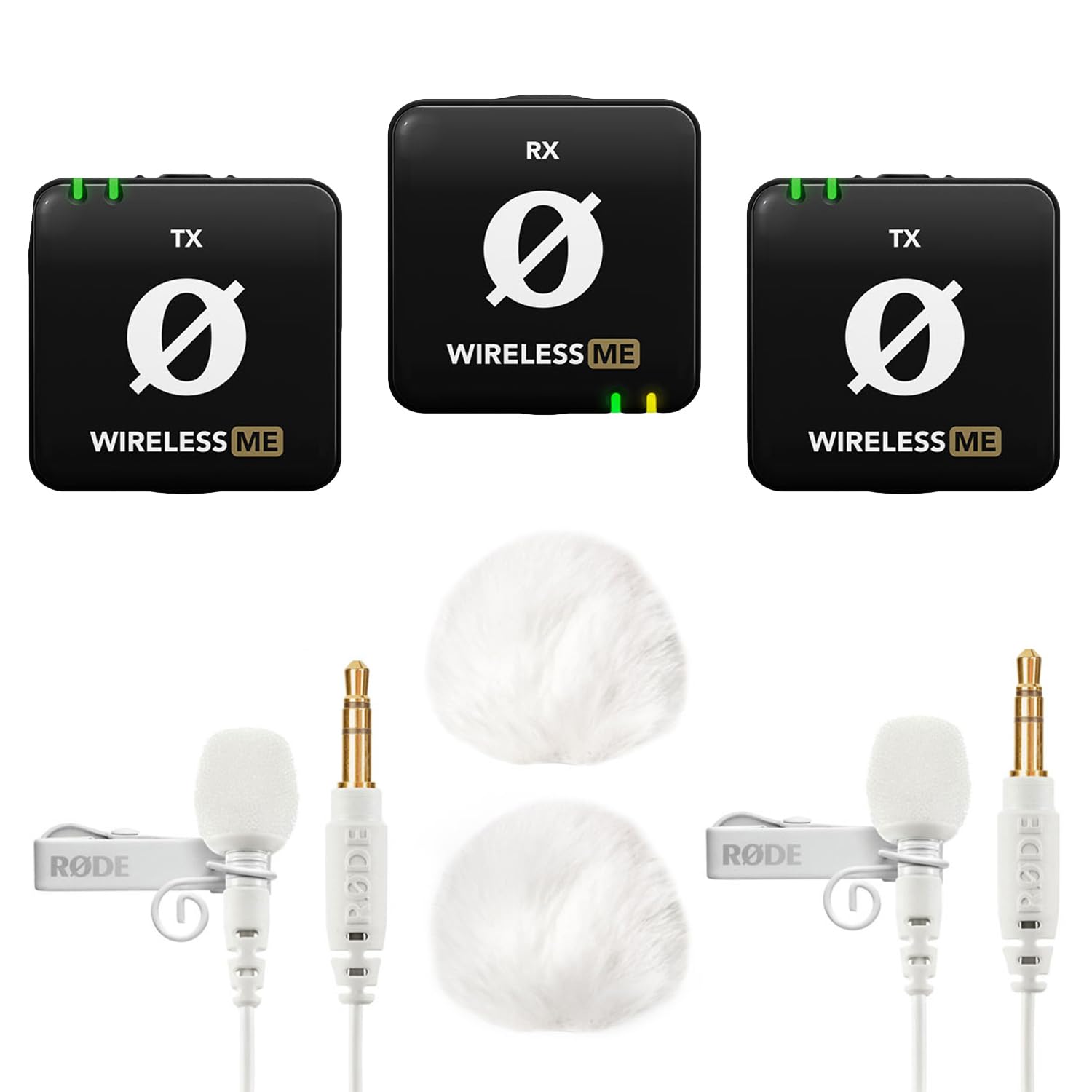 Rode Wireless ME - Sistema de micrófono dual (incluye 2 lavalier go blanco y 2 protectores de pelo Keepdrum), color blanco
