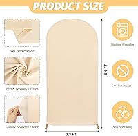 Vista 2 de MODFUNS Cubierta de arco de boda beige de 6.6 pies, cubierta de arco de elastano, cubiertas de arco de fondo de arco, cubiertas de arco de doble