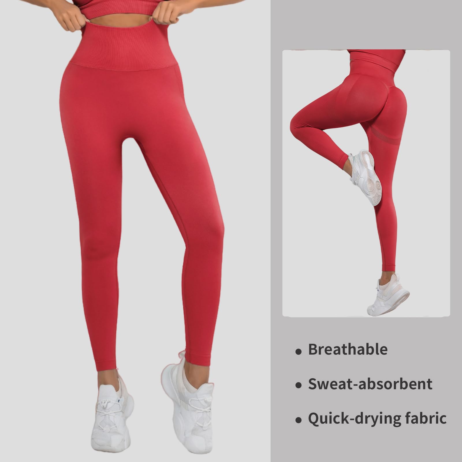 Merlvida Leggins Sportivi Donna Vita Alta Leggings Push Up Pantaloni Palestra Controllo della Pancia Anticellulite Pantacollant Opaco Elastici Tuta Collant Abbigliamento Sportivo Donna Yoga Fitness