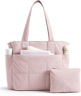 LIGHT FLIGHT Tote Bag for Women, Top Handle Handbag 15.6 inch Laptop Bag Quilted Tote With Pocket Black Totes for Work Bag