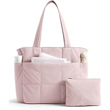 LIGHT FLIGHT Tote Bag for Women, 2-Pc Puffy Tote Bag Set with Compartments, Lightweight Large Shoulder Handbags for Travel