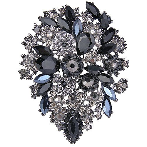 Broche femme Tenye cristal gris fleur vintage pour vos fêtes