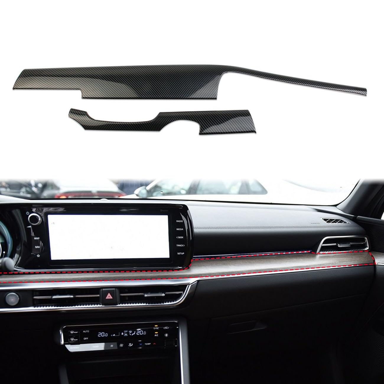 Korlot Carbon Fiber Style Center Console Dashboard Panel Decor Protective Cover Trim for KIA K5 2021-2024