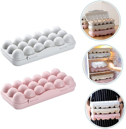 Miniatura 8 de Contenedor de huevos de 2 piezas, contenedor de 18 huevos, bandeja apilable de PP para huevos con tapa, bandeja de almacenamiento para huevos,