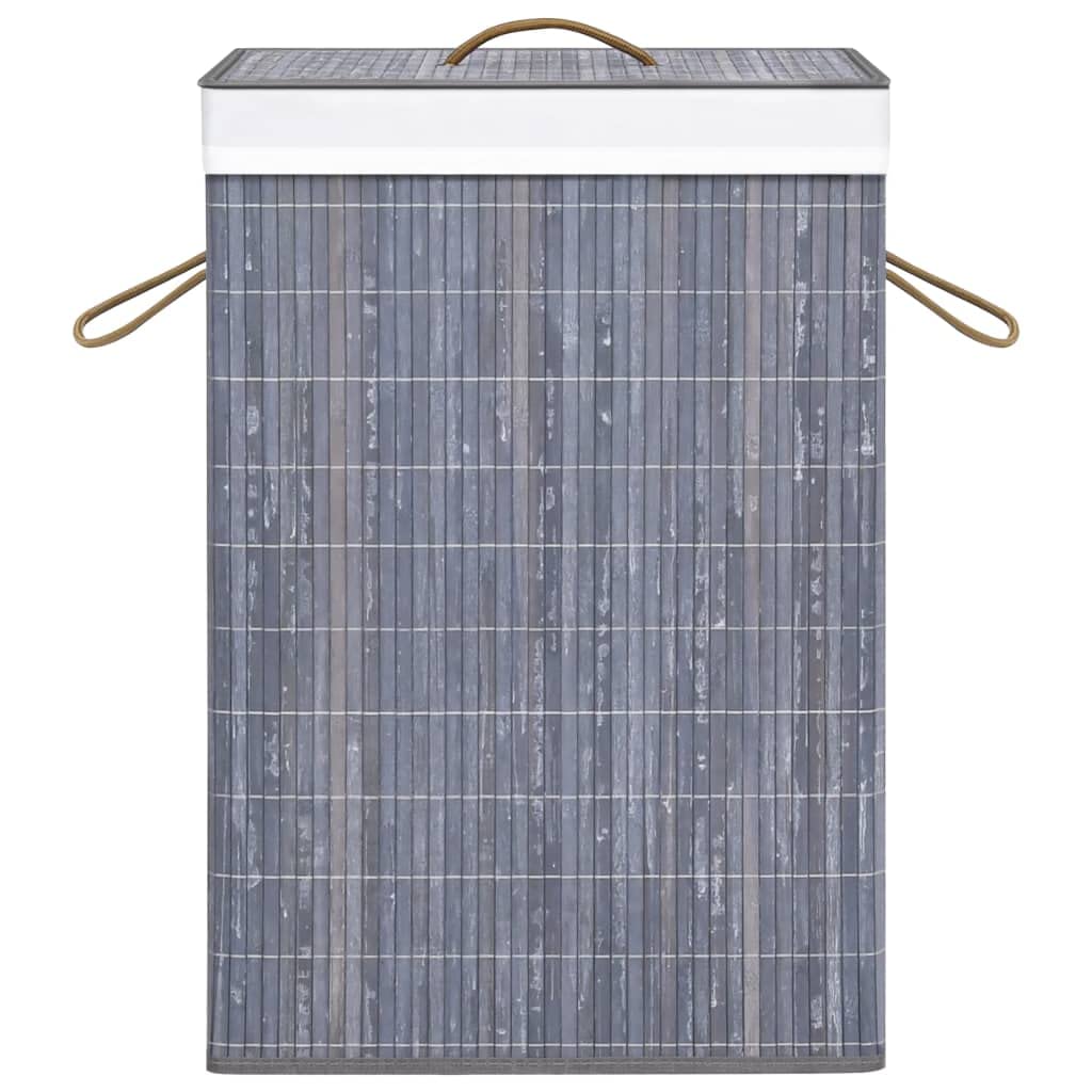 Cesta de bambú para la colada con 1 compartimento gris, bolsa interior extraíble de tejido transpirable, plegable y ahorra espacio, para baño, dormitorio, salón, gran volumen para