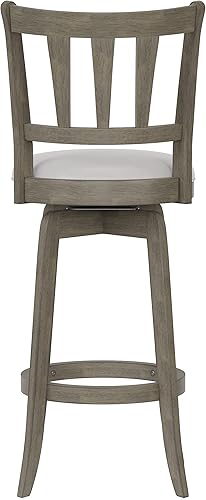 Miniatura 66 de Hillsdale Presque Isle Taburete giratorio de madera con asiento de piel sintética, altura de barra, color negro Negro -,gris (Aged