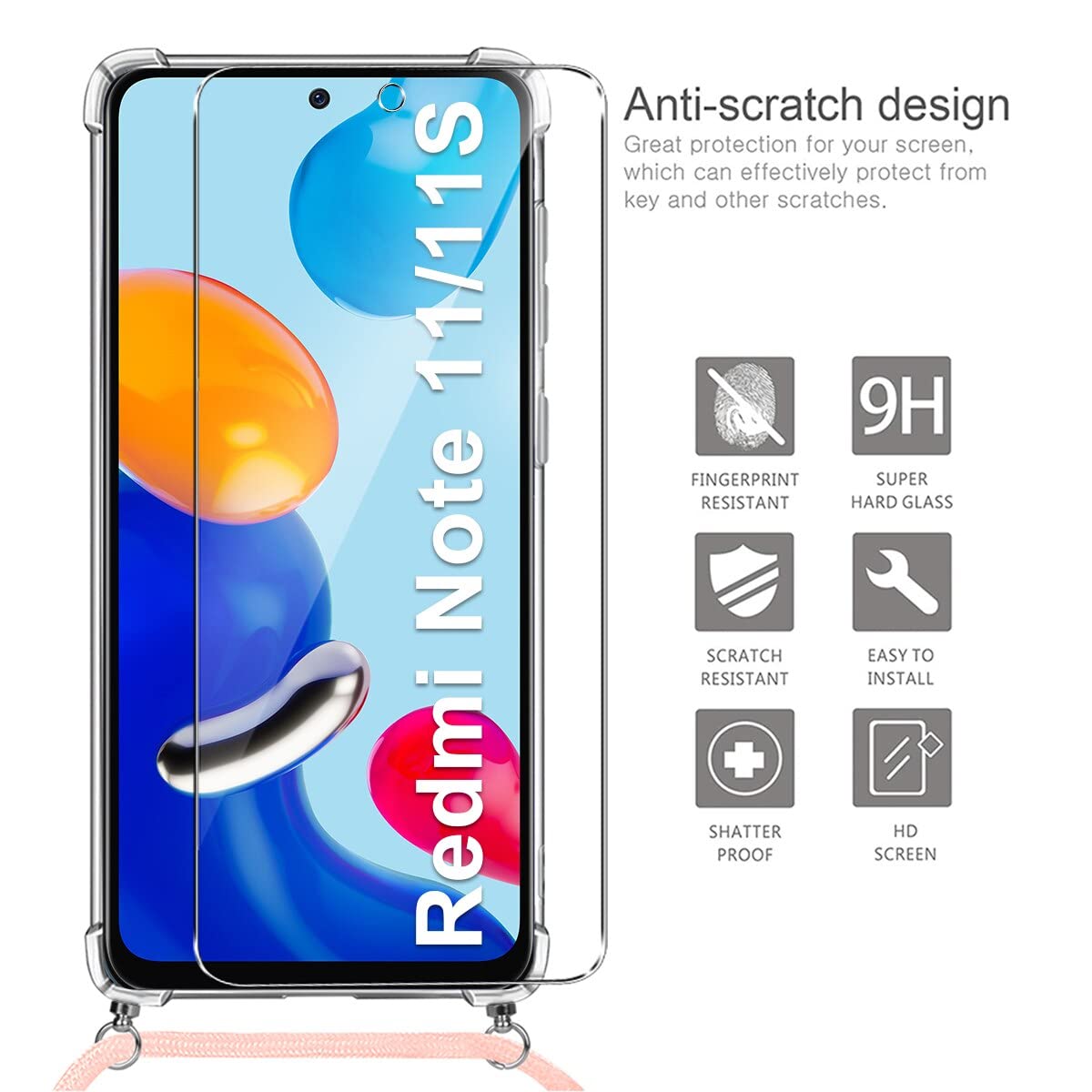 Vauki Coque Pour Xiaomi Redmi 9C/Redmi 9C NFC Avec Cordon [2 Pièce],Etui Silicone Souple Antichoc Avec Collier Bandoulière Chaîne Lanière,Anti-Rayures Housse Pour Xiaomi Redmi 9C 6.53",Noir Et Rose