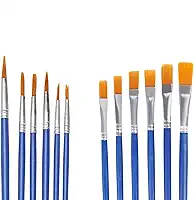Kit 12 Pincéis Artesanato Pintura Ponta Fina Redonda E Chato Pintura em Telas Rosto