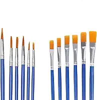 Kit 12 Pincéis Artesanato Pintura Ponta Fina Redonda E Chato Pintura em Telas Rosto