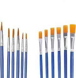 Kit 12 Pincéis Artesanato Pintura Ponta Fina Redonda E Chato Pintura em Telas Rosto