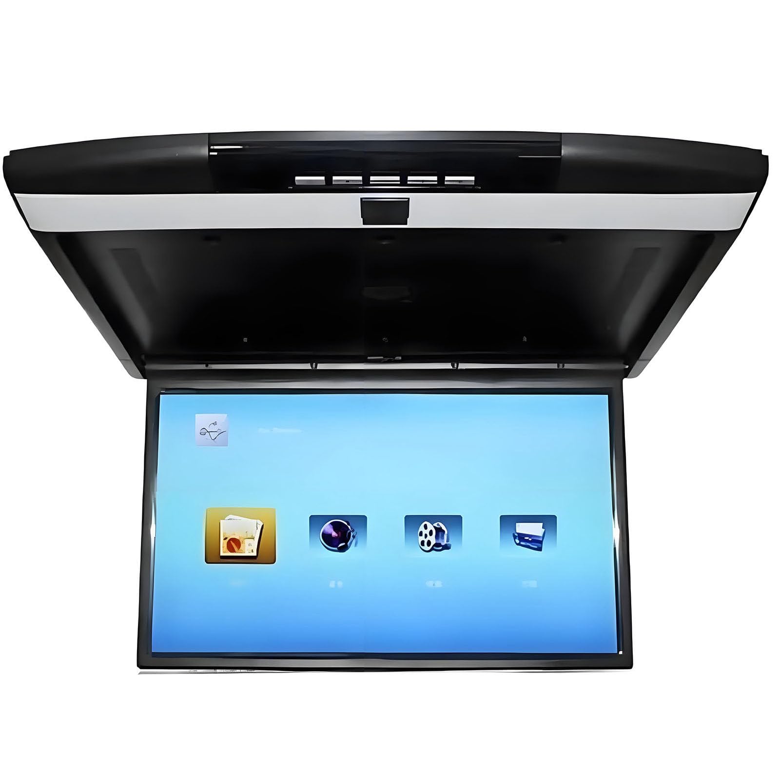 XNZJHPP 17.3 Inch Car Overhead Flip down Monitor,16:9 Ultra Thin Digital Tft Screen,1080p Video Car Overhead Player Roof Mounted Monitor with,USB,Sd Port Ir and Fm Grey (Black)