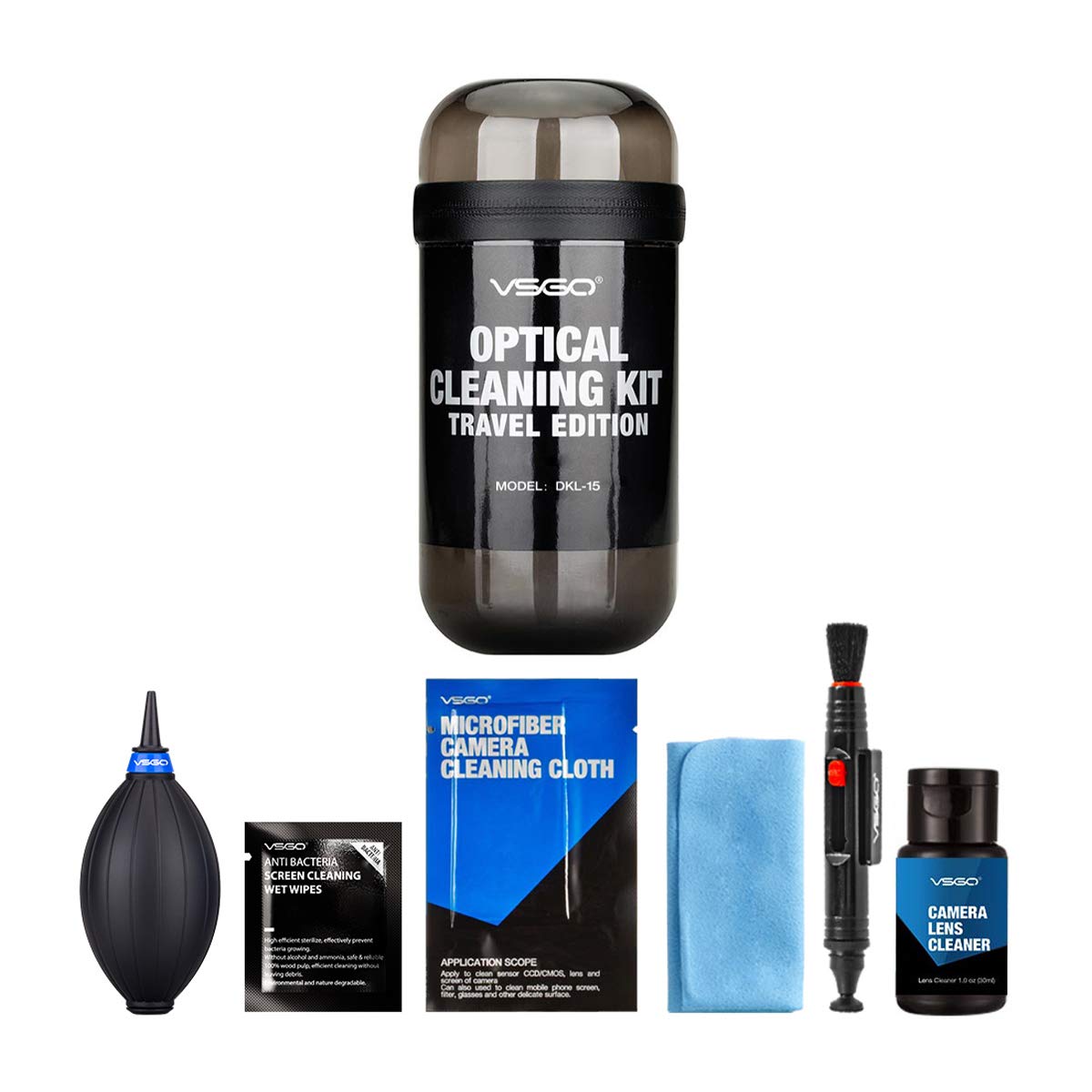 VSGO Professional Kameras Reinigungsset mit Objektiv Luftgebläse Objektiv Reinigungsstift und Kamera Reinigungsflüssigkeit (DKL-15)