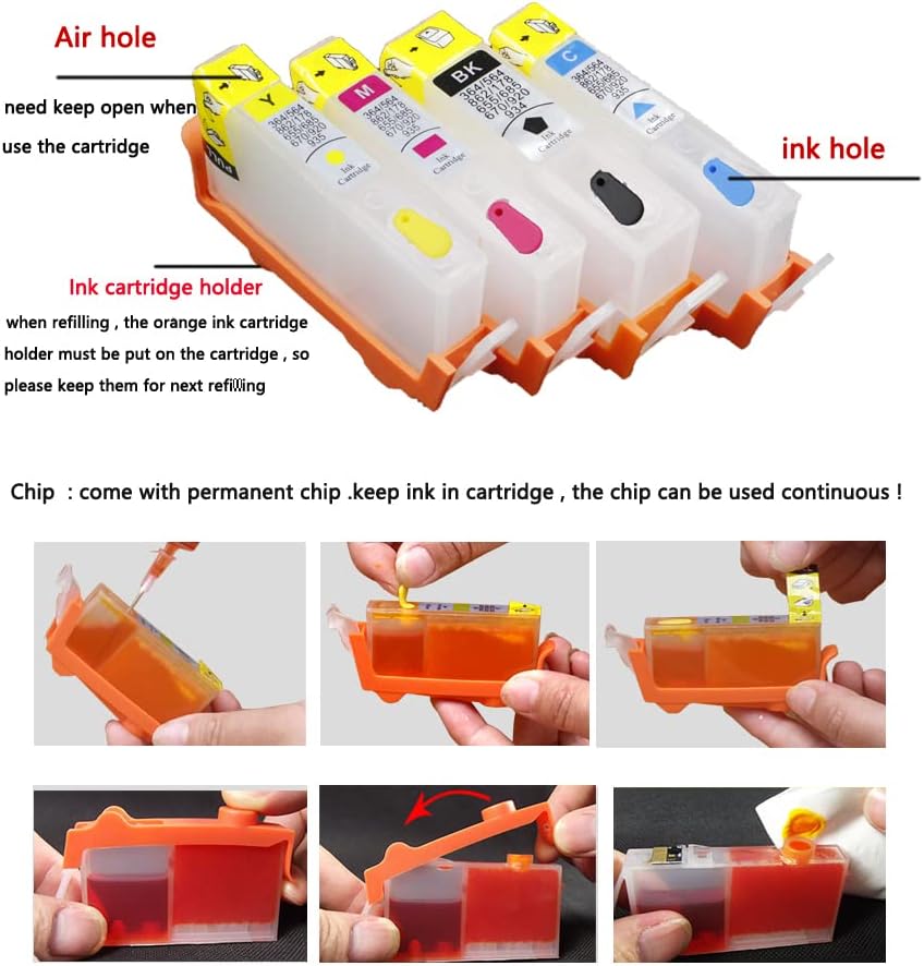 Miniatura 4 de Cartucho de tinta recargable 920XL compatible con impresora HP Office 6000 6000A 6500 6500A 7000 7000A 7500 7500A