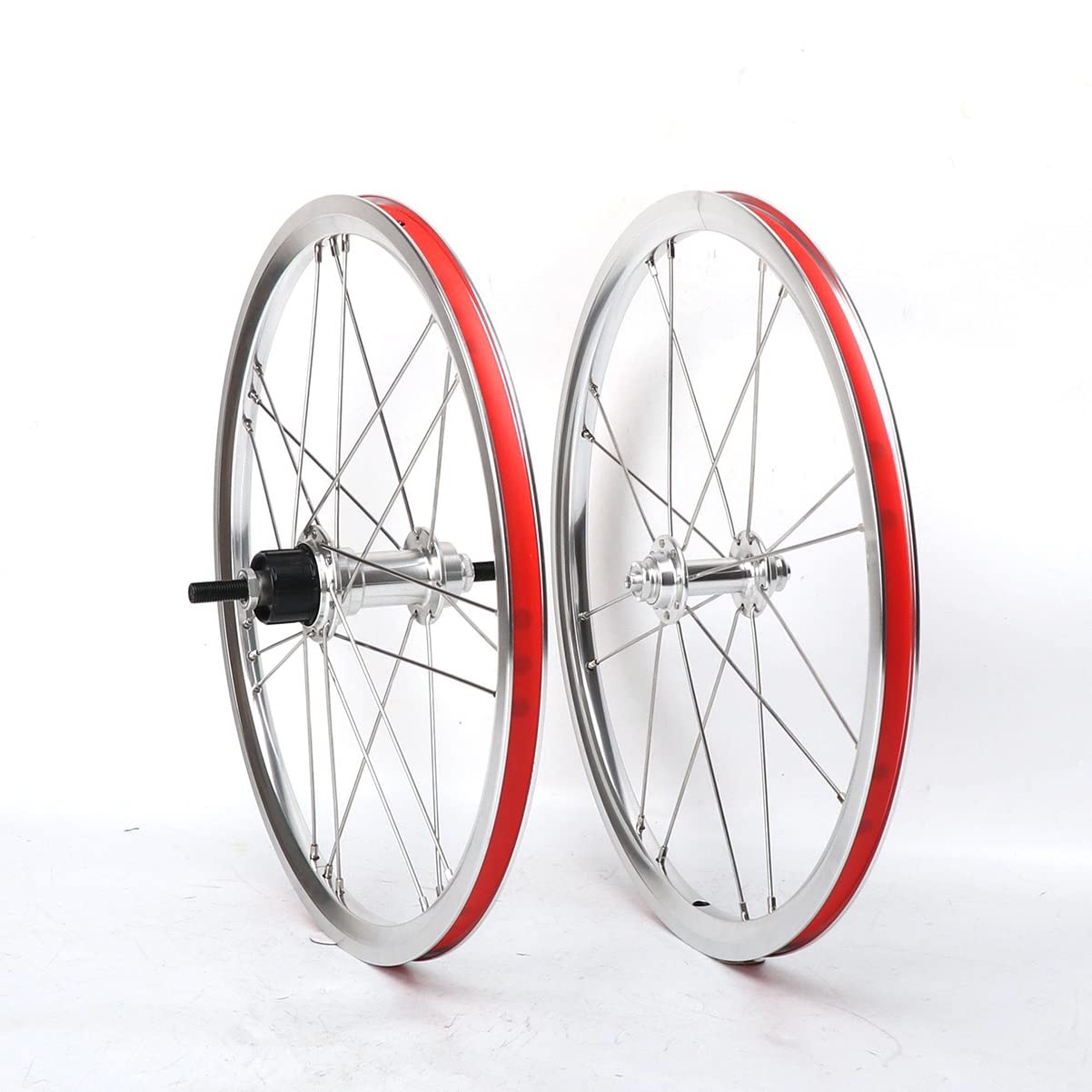 16'' Juego De Ruedas Plegables 349 Ruedas BMX Llanta/Freno V Cierre Rápido | 16/21H Bujes 74/130mm Para Cassette 7-11 Velocidades(Silver)
